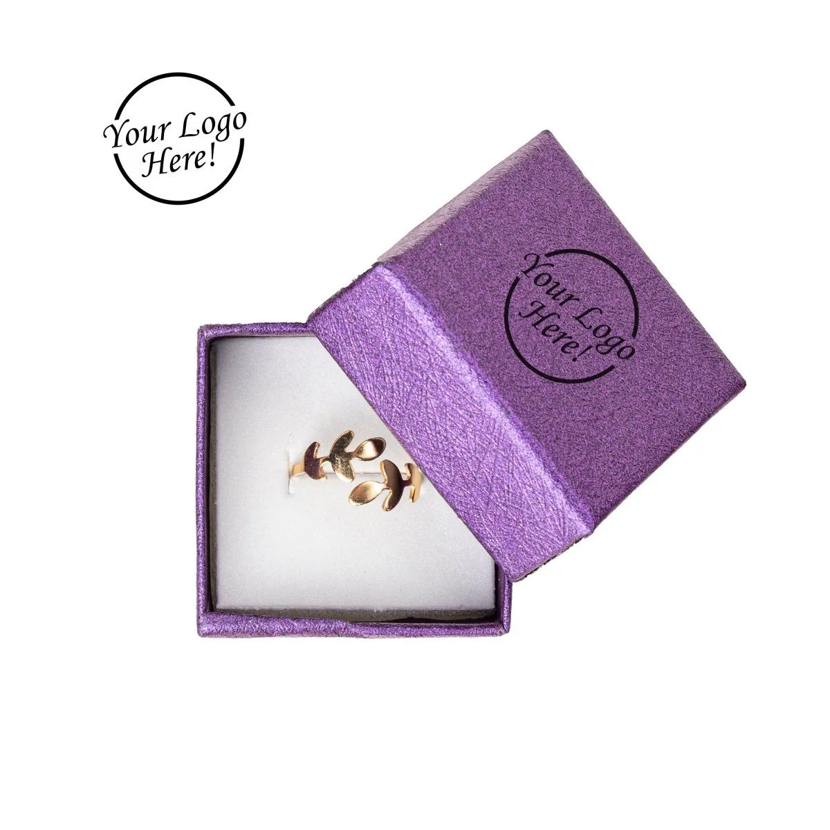 2" x 2" x 1.25" - Metallic Cardboard  Foam Insert Ring Box - Image 4