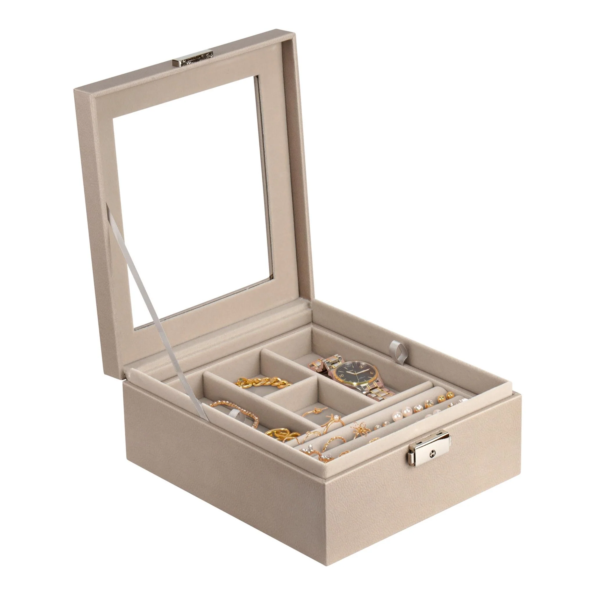 PU Leather 2 Layer Jewelry Box with Window - Image 3
